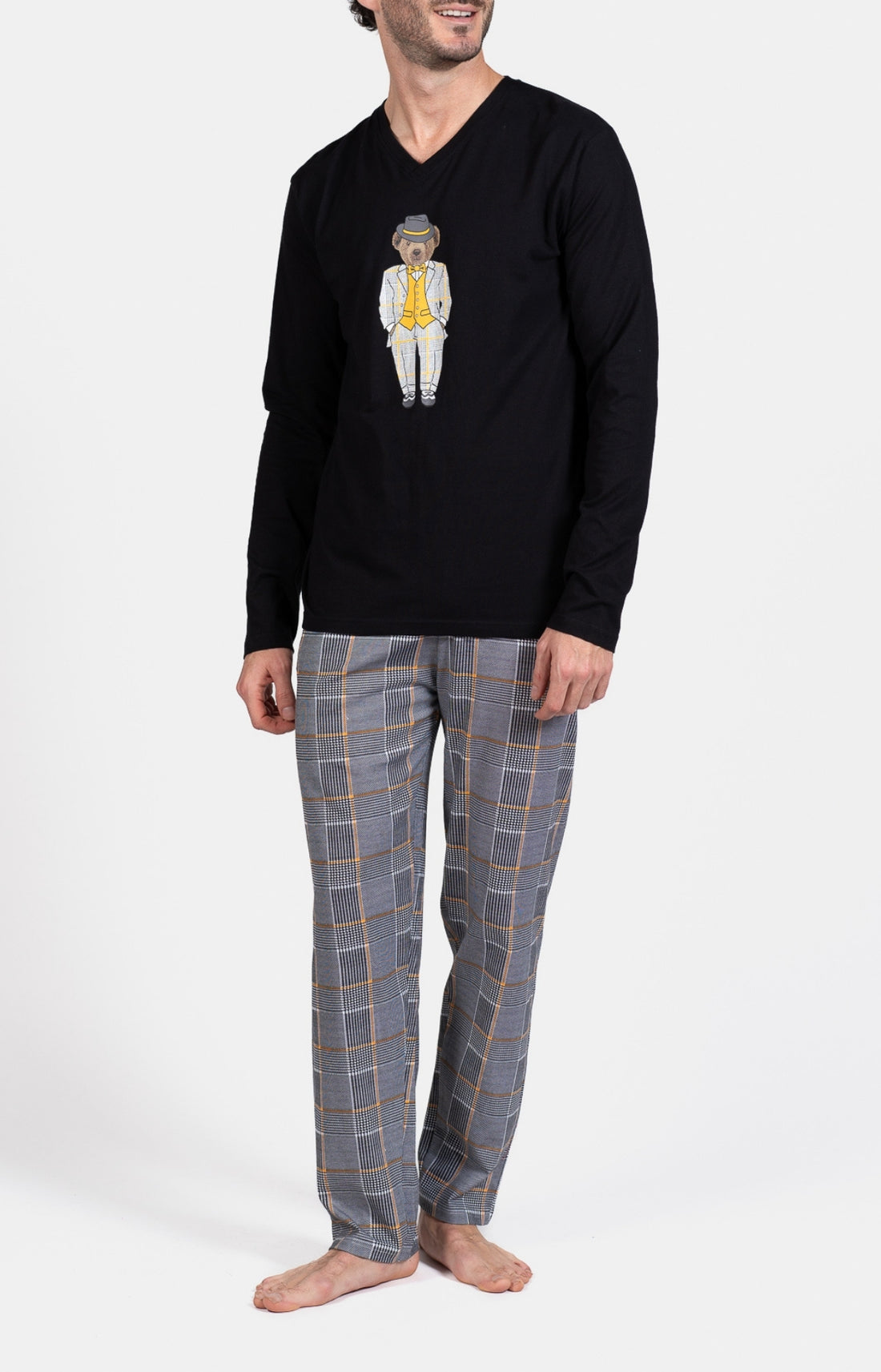 Pyjama long Enfant Charles Gris et Noir 1