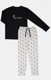 Pyjama long Homme Night clubber Gris et Noir 3