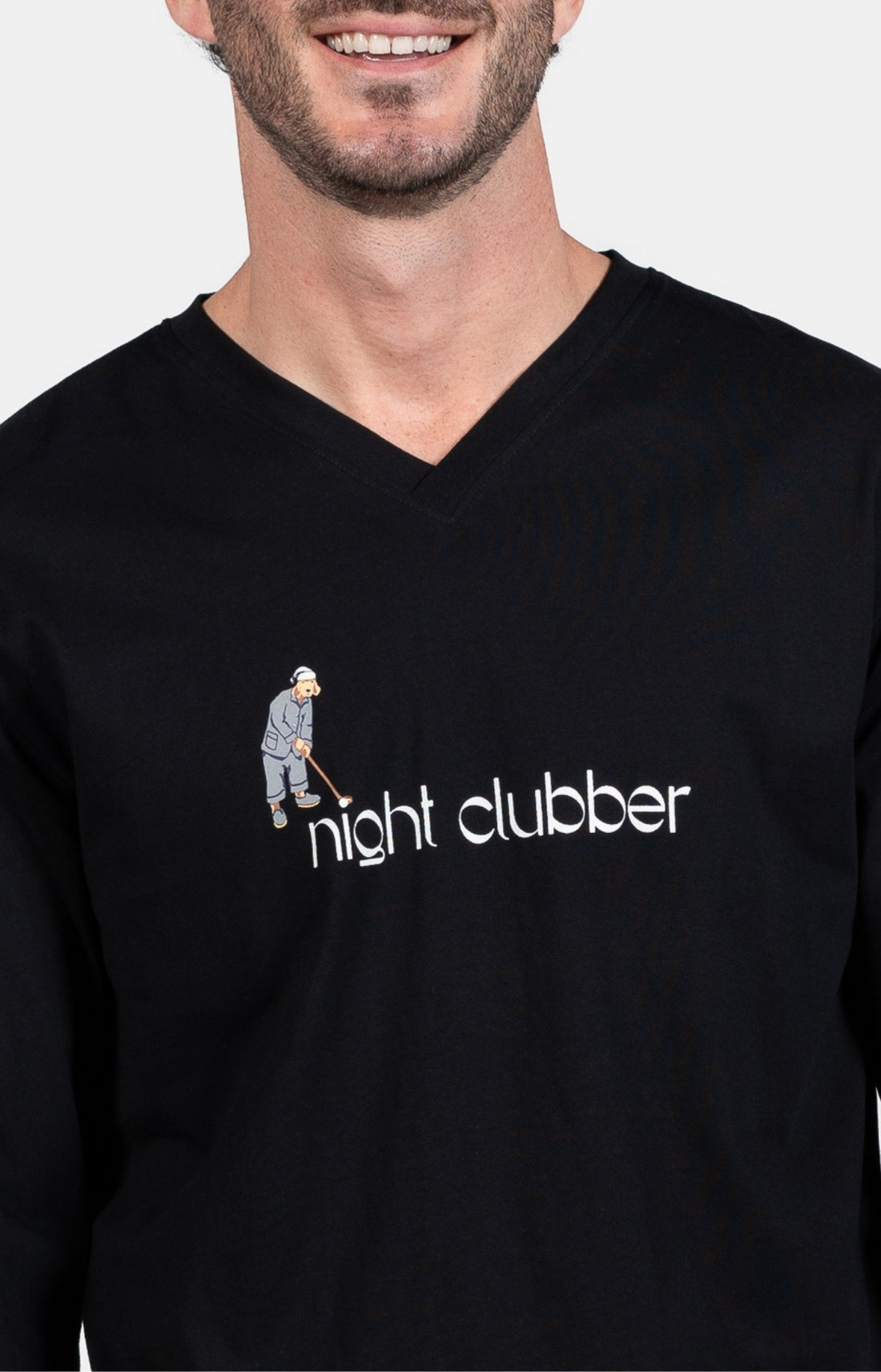 Pyjama long Homme Night clubber Gris et Noir 2