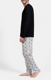 Pyjama long Homme Night clubber Gris et Noir 5
