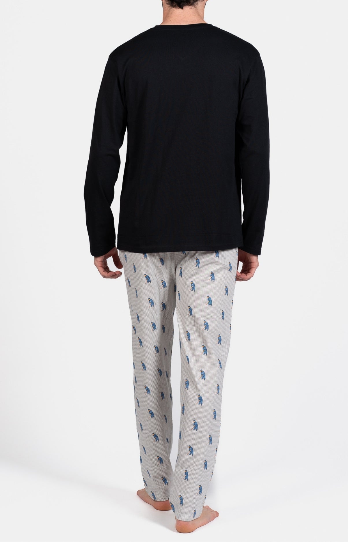 Pyjama long Homme Night clubber Gris et Noir 6