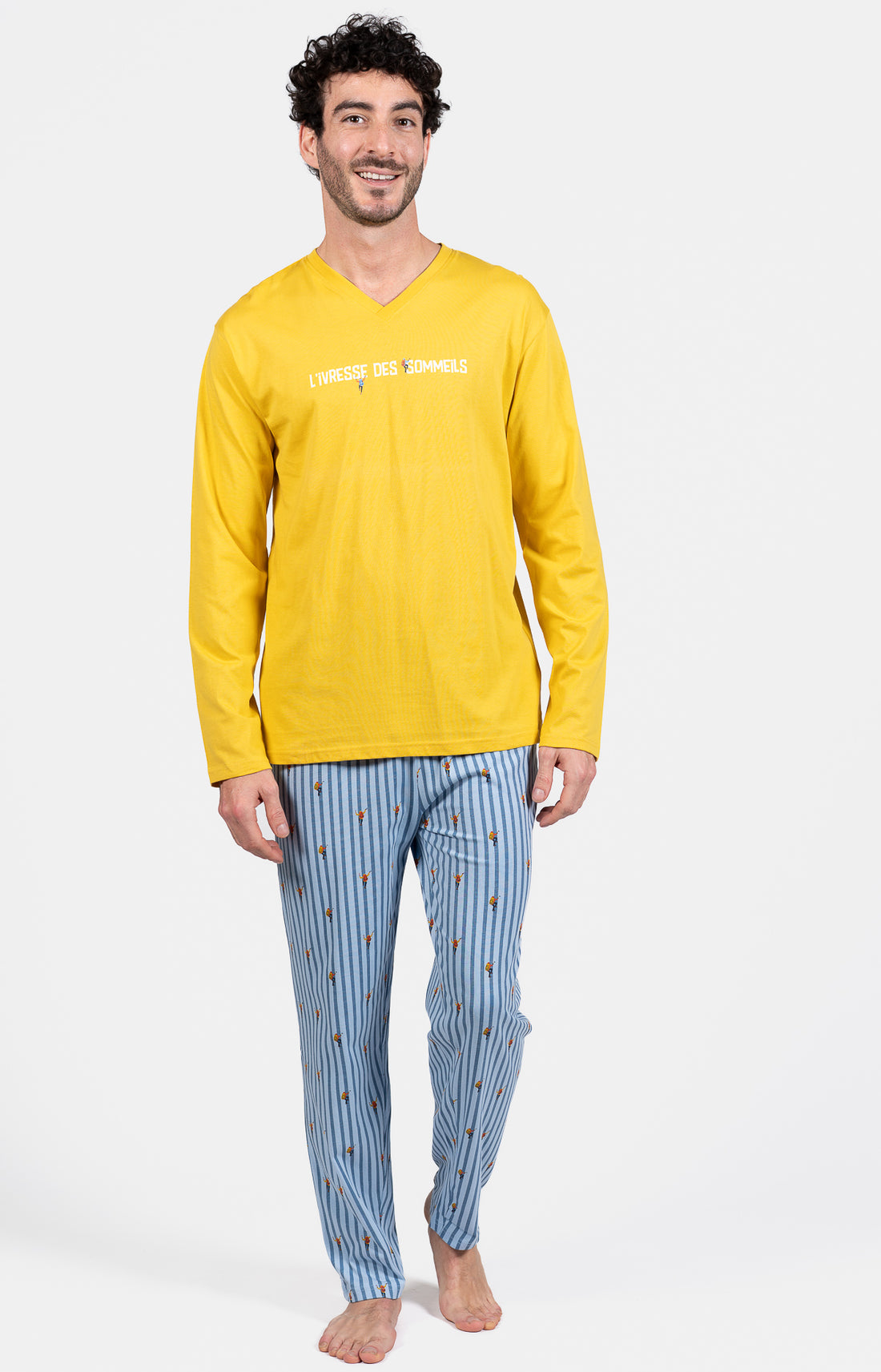 Pyjama long Homme Ivresse des sommeils Bleu et Jaune 1