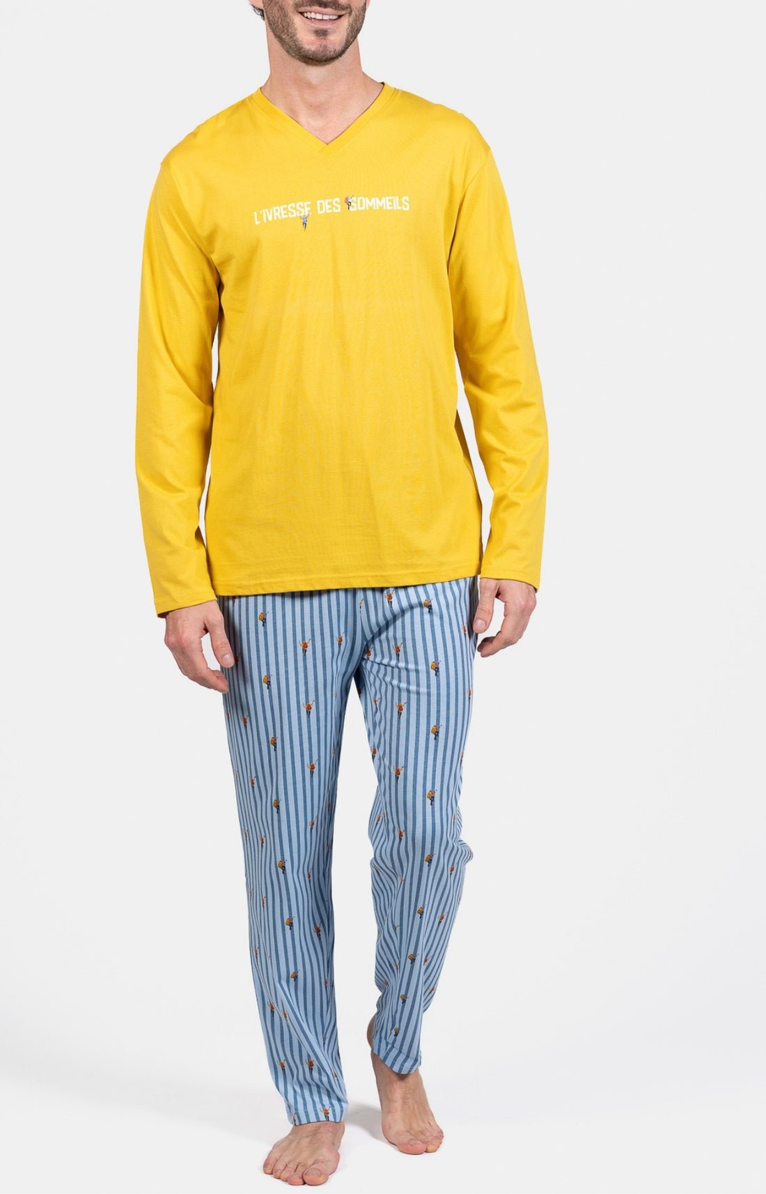 Pyjama long Homme Ivresse des sommeils Bleu et Jaune 1