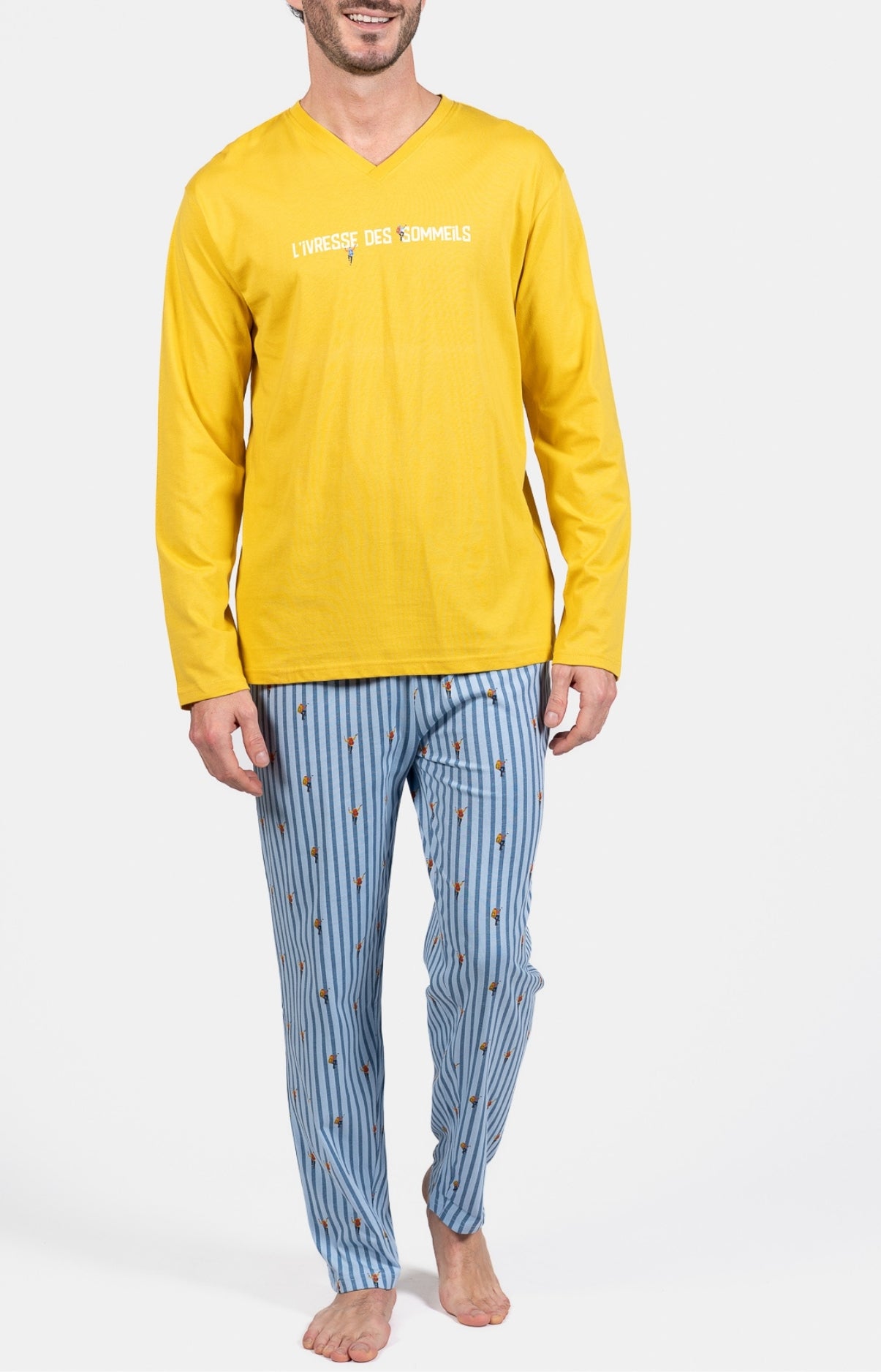 Pyjama long Homme Ivresse des sommeils Bleu et Jaune 1