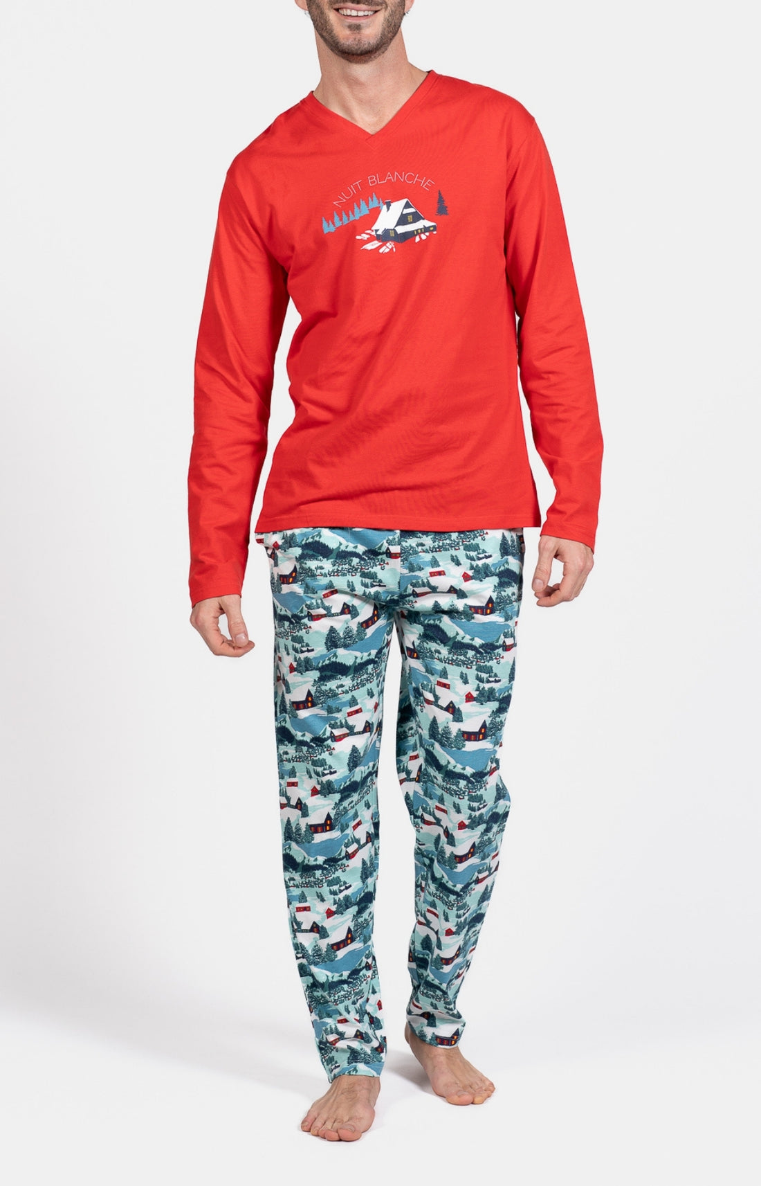 Pyjama long Nuit Bleu et Rouge 1