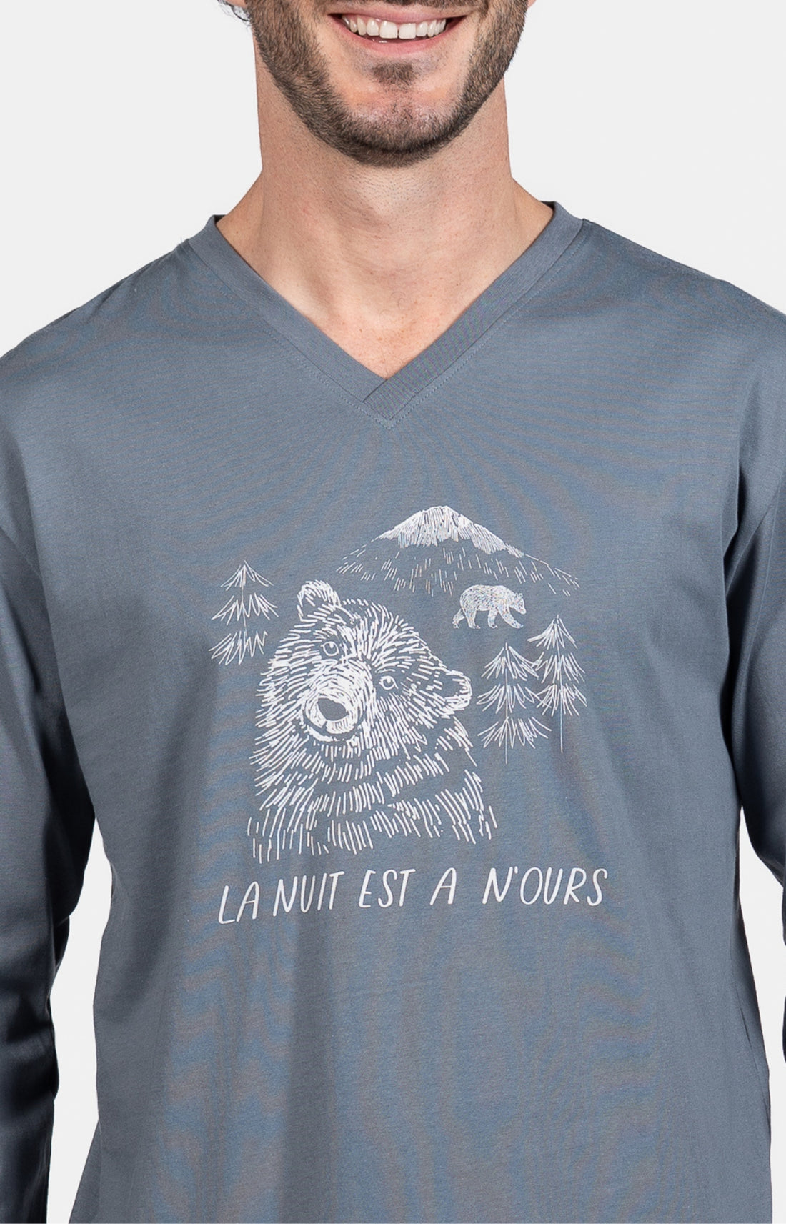 Pyjama long Homme Ours Gris 2