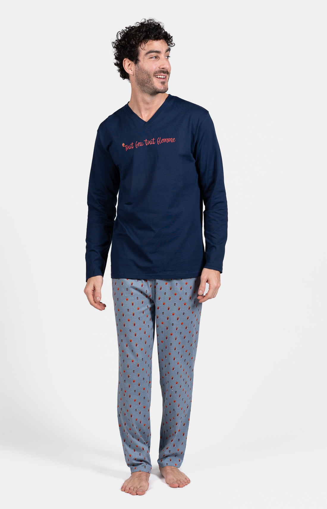 Pyjama long Homme Pompier Bleu 1