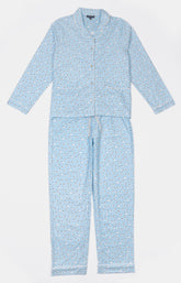 Pyjama long boutonné Femme Mouton Bleu 3