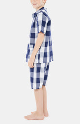 Pyjashort Enfant boutonné Big Vichy Marine 4
