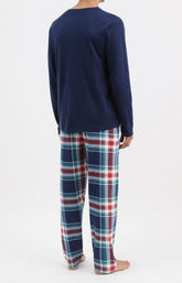 Pyjama long homme ski carreaux bleu marine 3