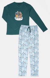 Pyjama long Homme Matin à glace Bleu et Vert 3