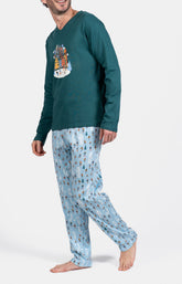 Pyjama long Homme Matin à glace Bleu et Vert 5