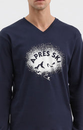 Pyjama long homme bleu marine après ski 2