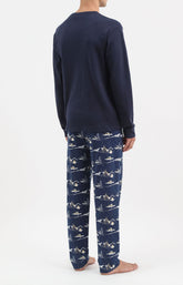 Pyjama long homme bleu marine après ski 3