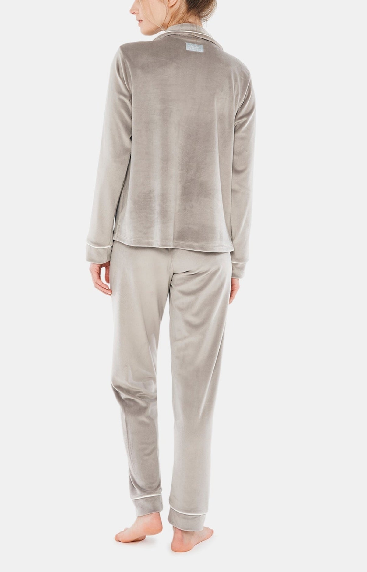 Pyjama long boutonné Femme Velours Gris 6
