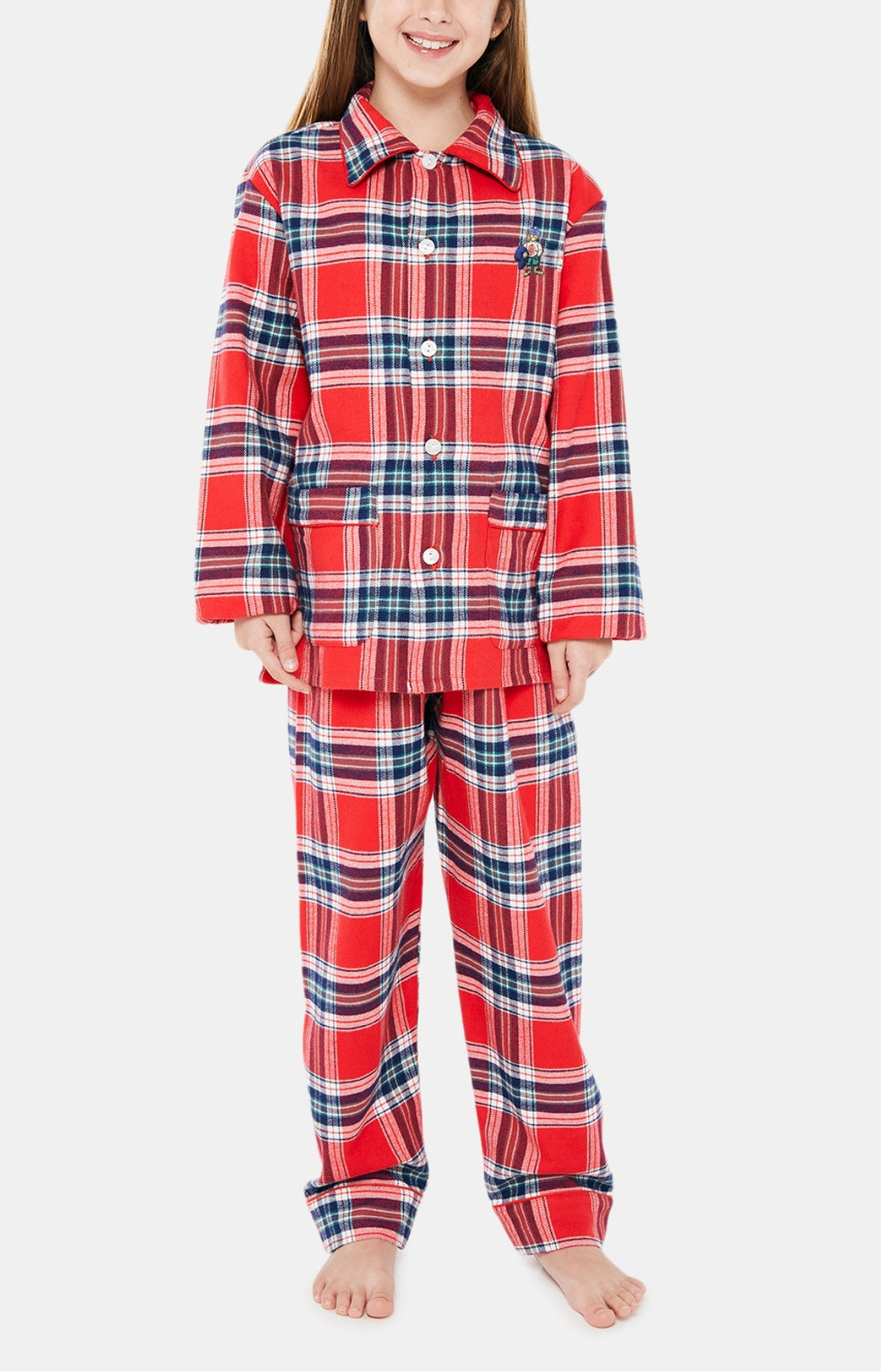 Pyjama long Enfant boutonné Logan Rouge 1