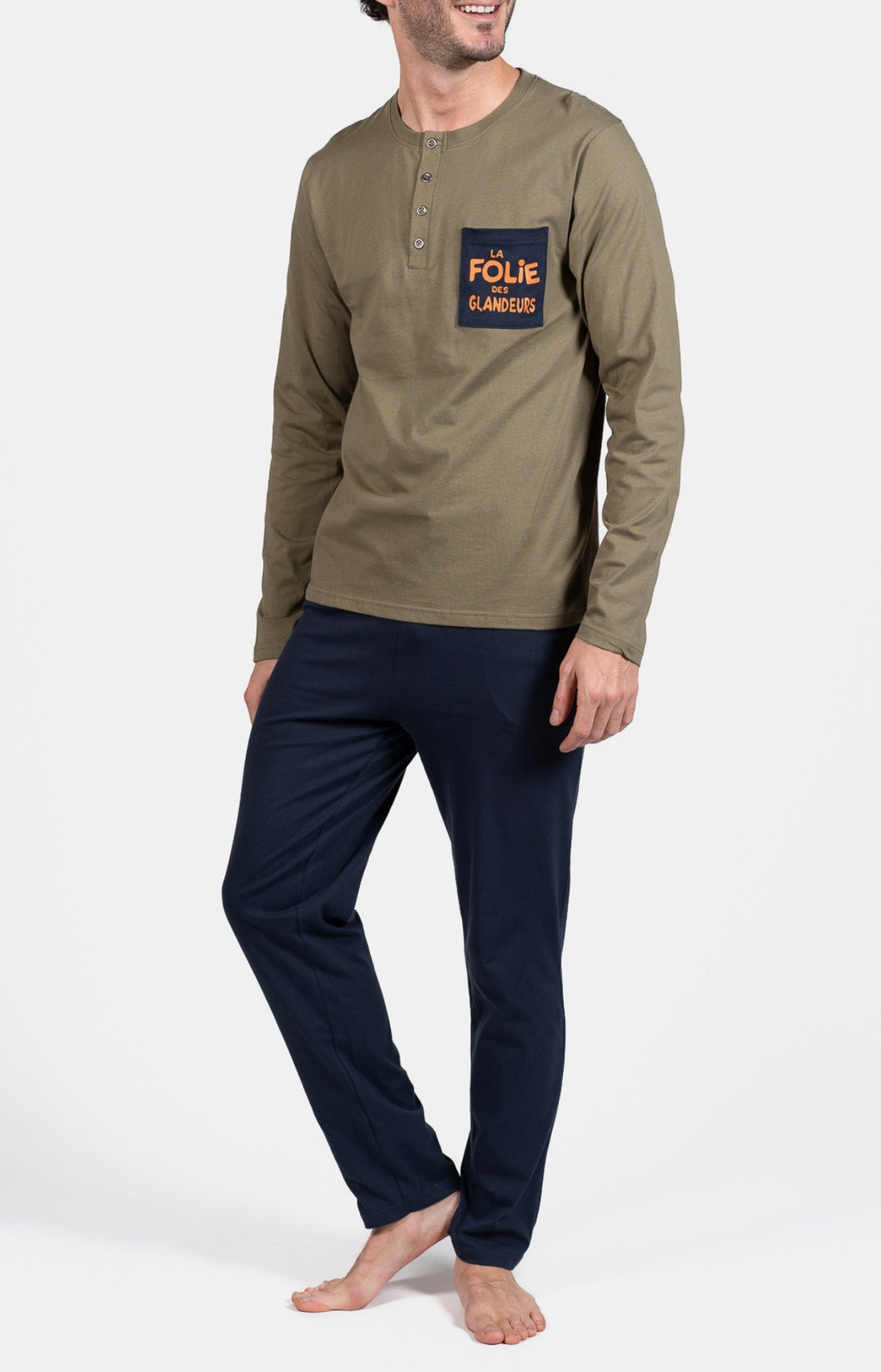 Pyjama long Homme Gris et Marine 1