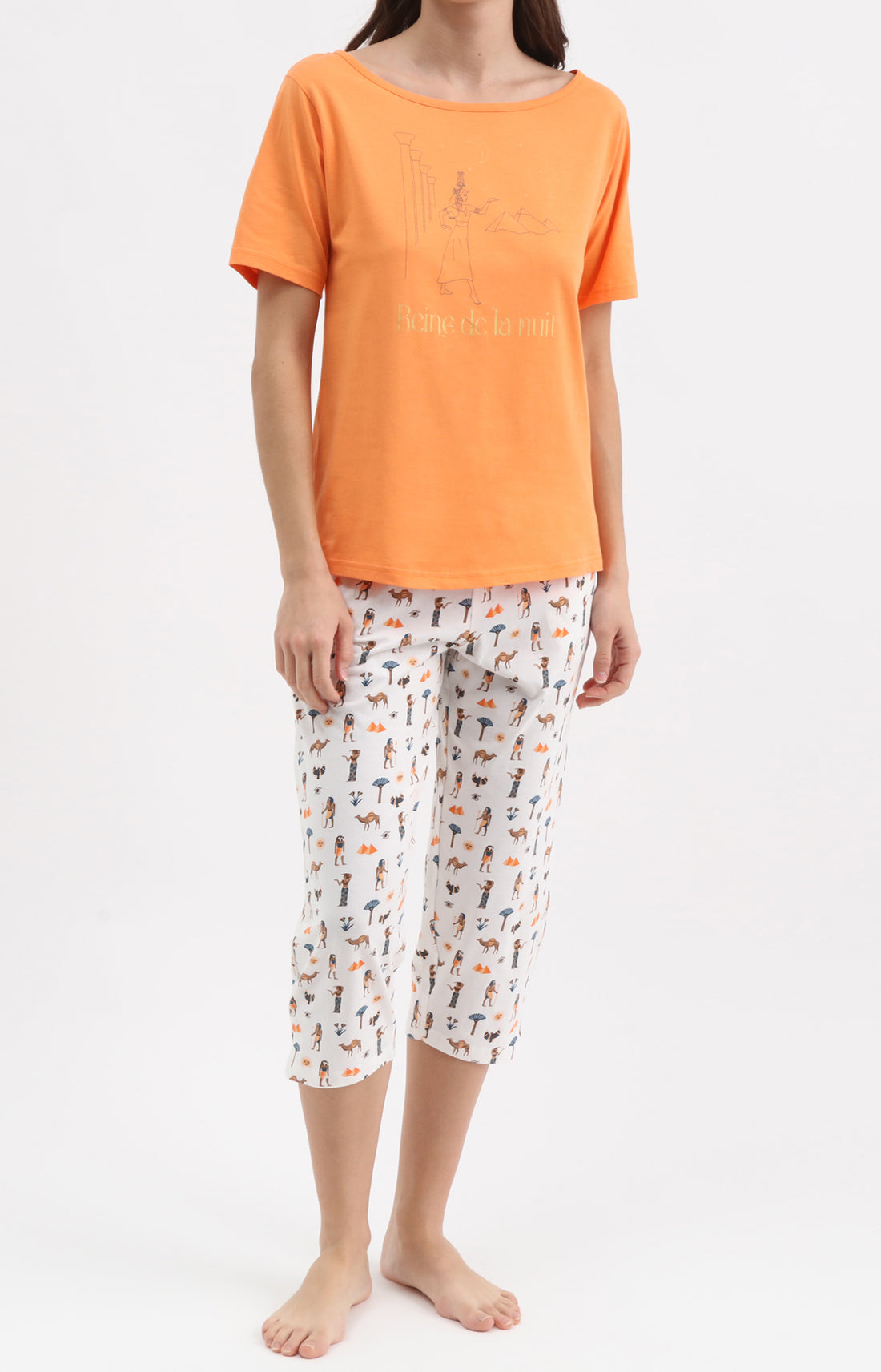 Pyjama Femme Reine de la nuit Imprimé illustrations égyptiennes 1