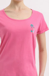 Pyjama short femme tahiti rose et bleu 2