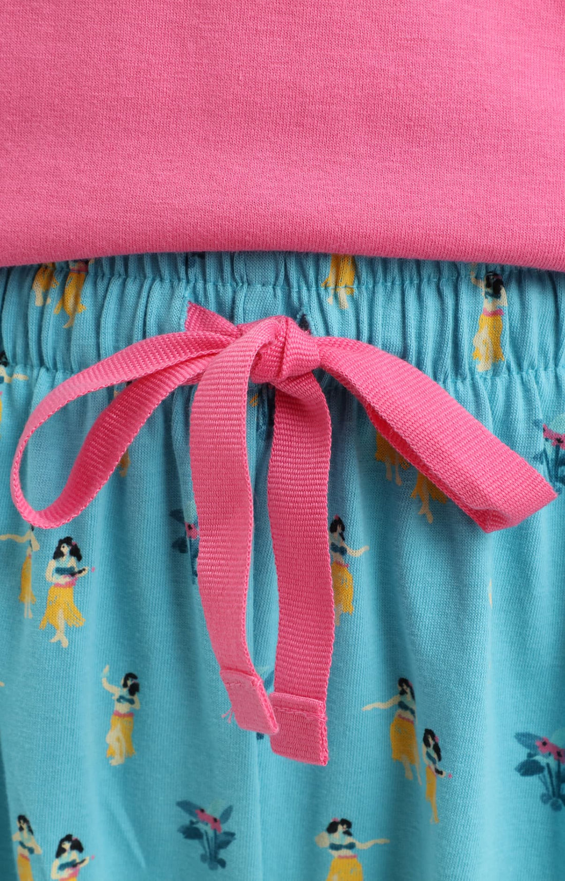 Pyjama short femme tahiti rose et bleu 3