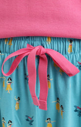 Pyjama short femme tahiti rose et bleu 3