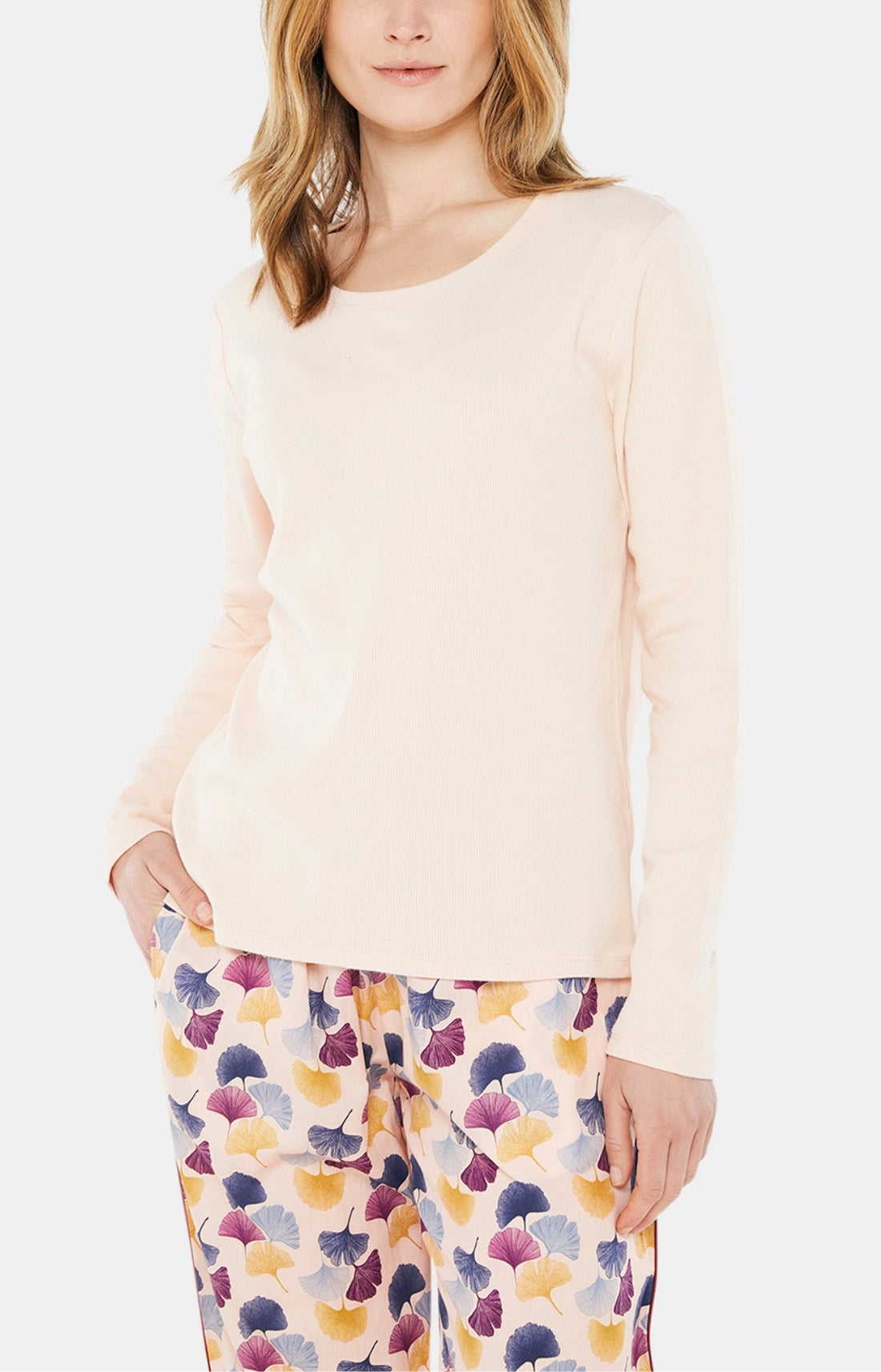 Tee-shirt Femme manches longues Coton Rose 5