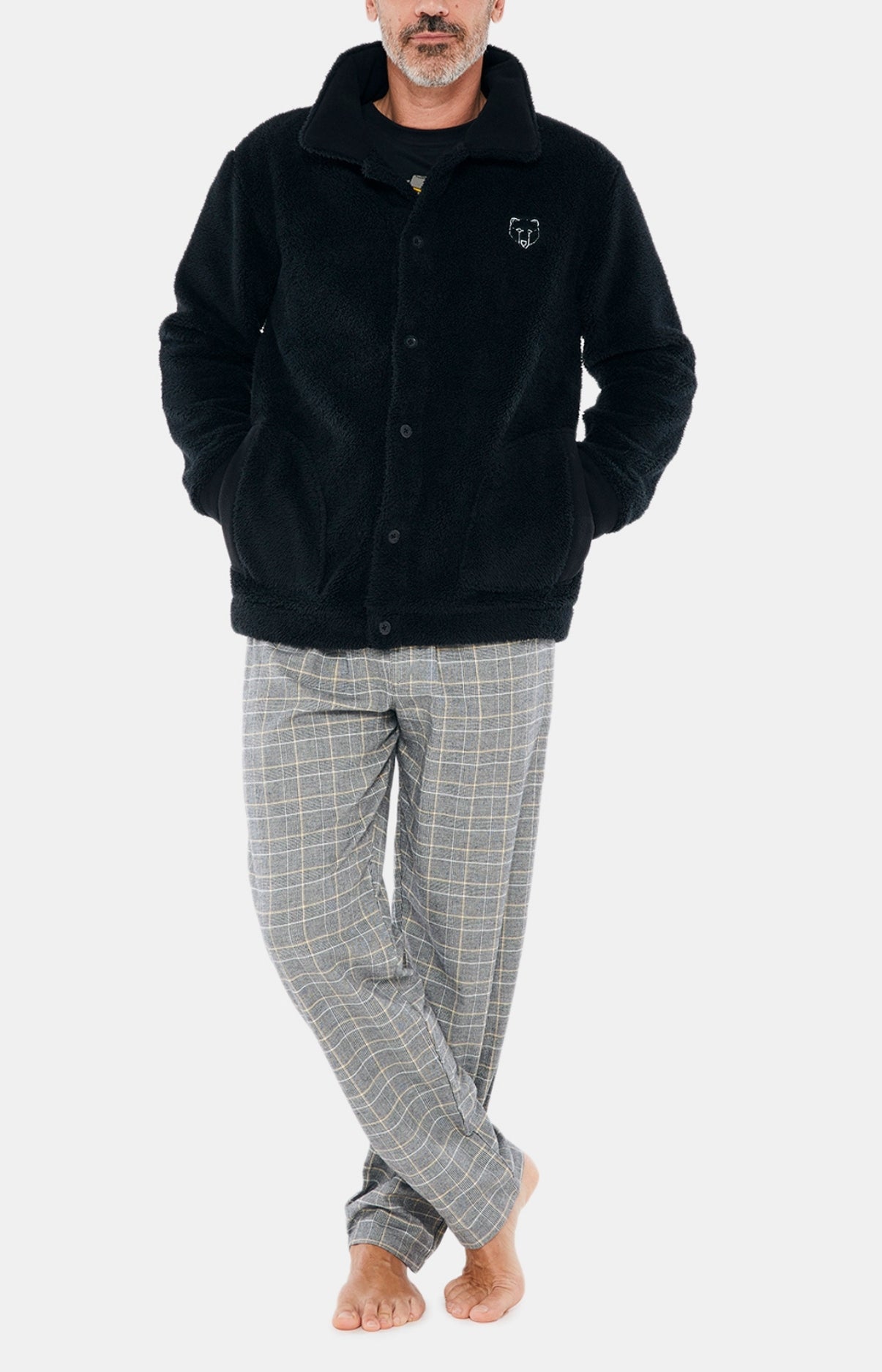 Veste polaire Unie Noir Hauts de pyjama homme – Arthur