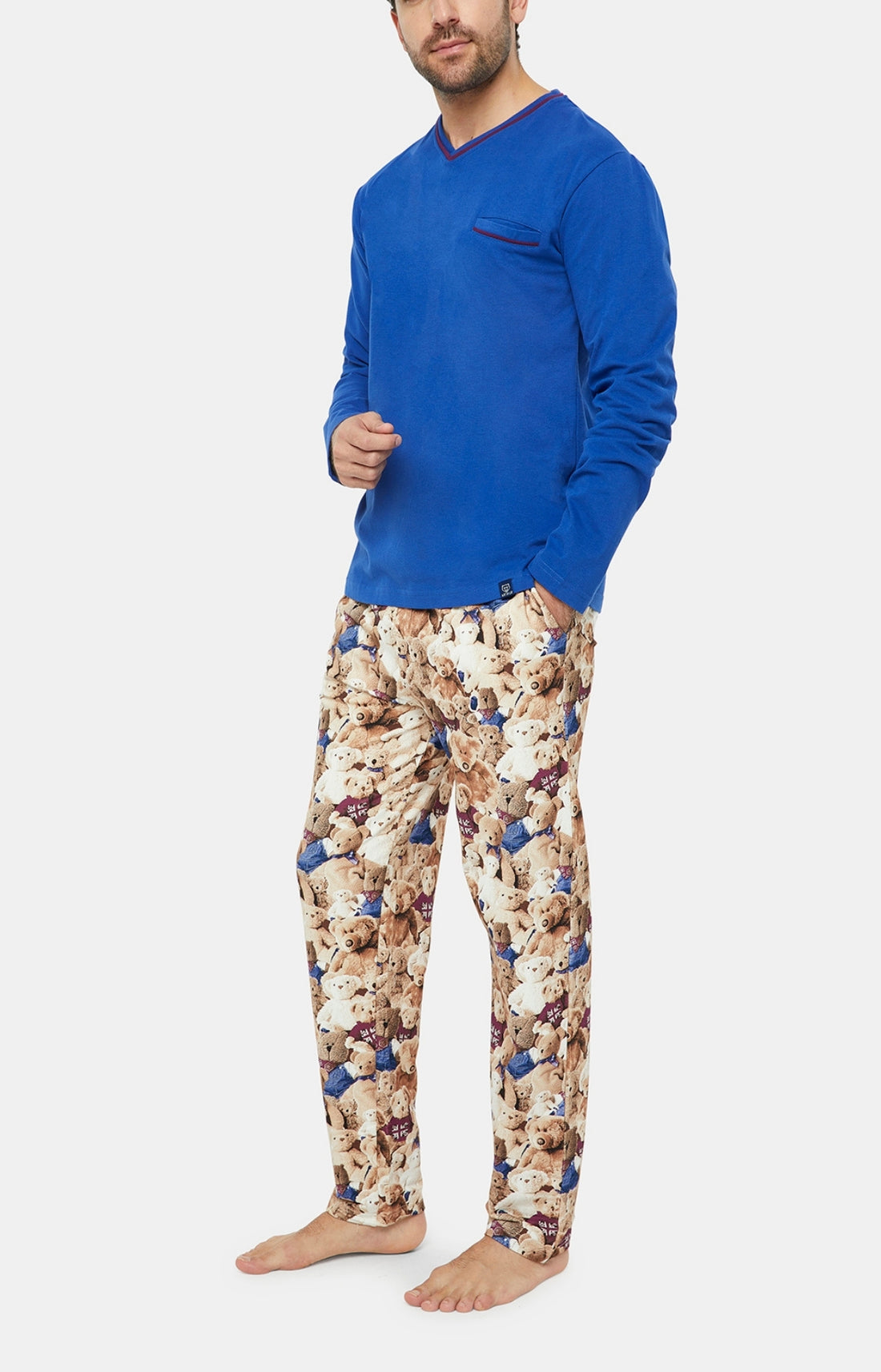 Pyjama long Homme Teddy Beige et Marron 9