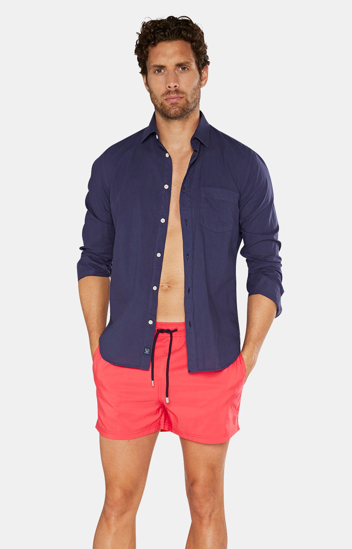 Short de bain Uni Rouge 2