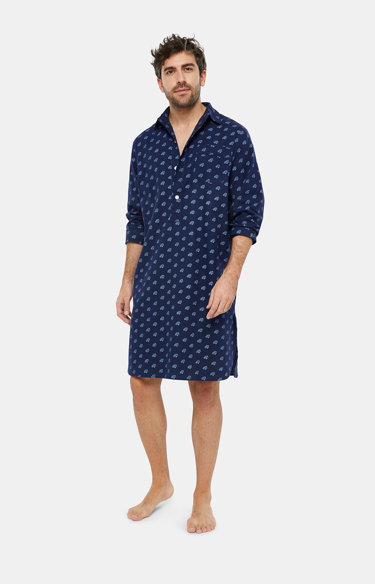 Chemise Grand-père Vintage en coton - Bleu Marine et Vert Kaki à Carreaux - Lee Valley