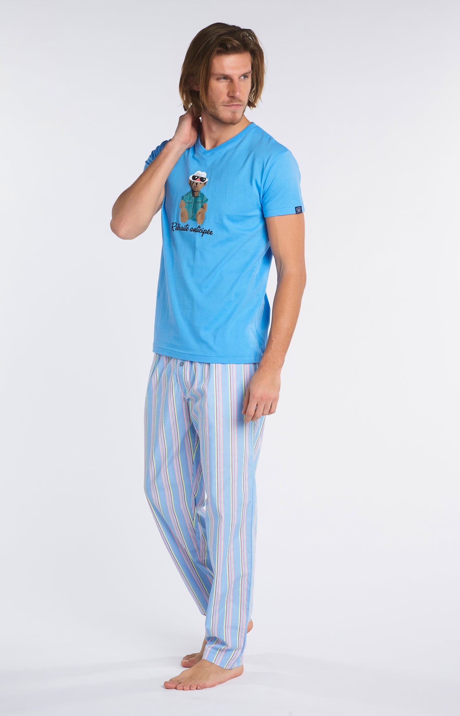 Pyjama long Teddy Azur
