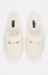 Mules Femme Polaire Unies Blanc et Ivoire 2