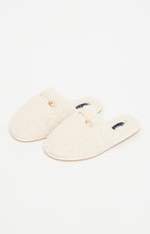 Mules Femme Polaire Unies Blanc et Ivoire 1