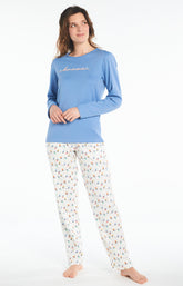 Pyjama long Femme Ampoule Blanc et Ivoire 1
