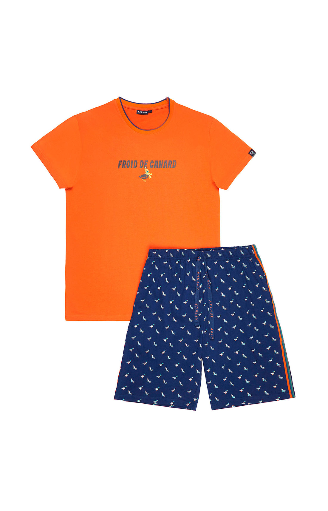 Pyjashort Homme Col Marine et Orange 3