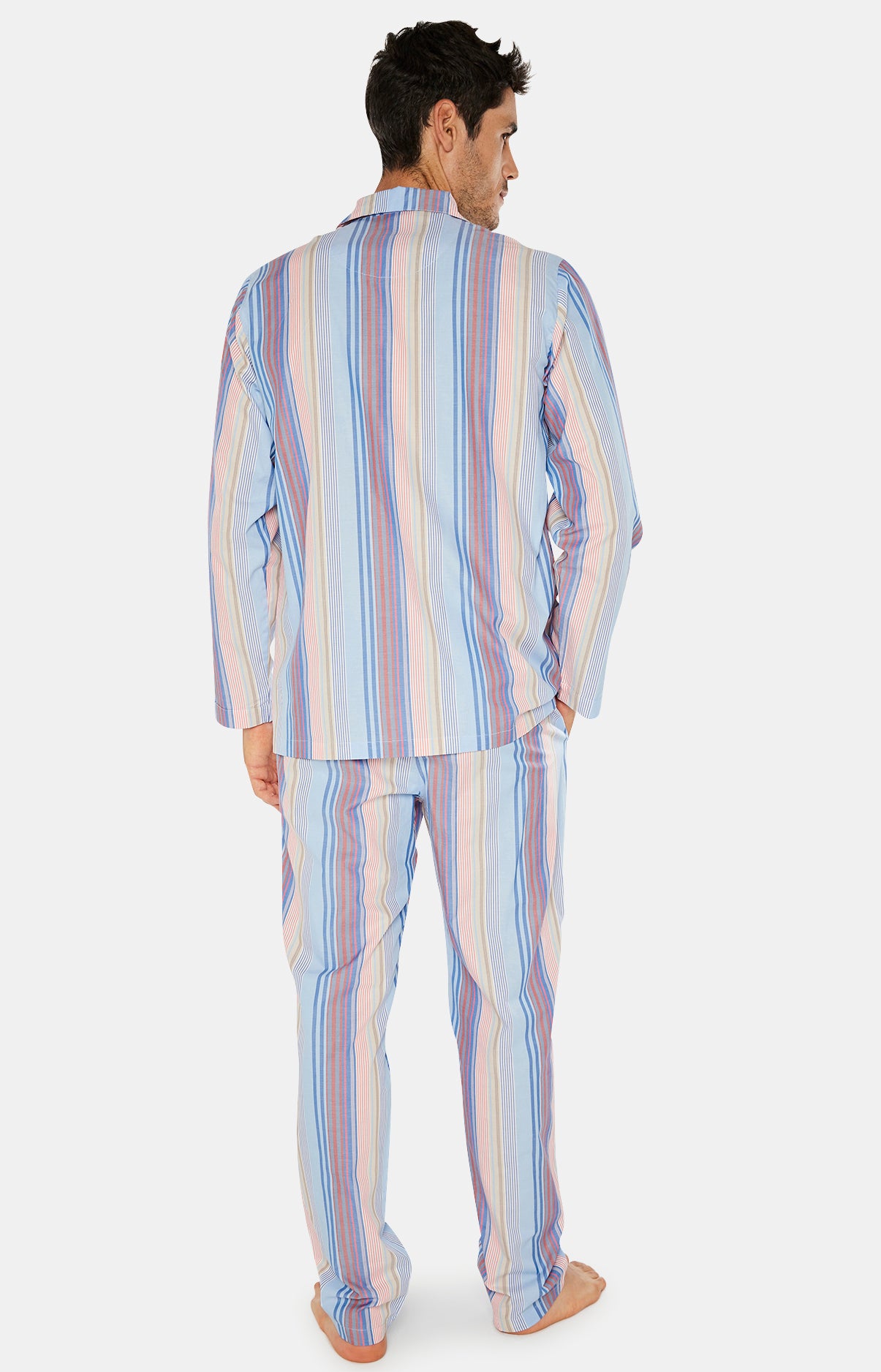 Pyjama en coton rayé bleu et blanc garçon