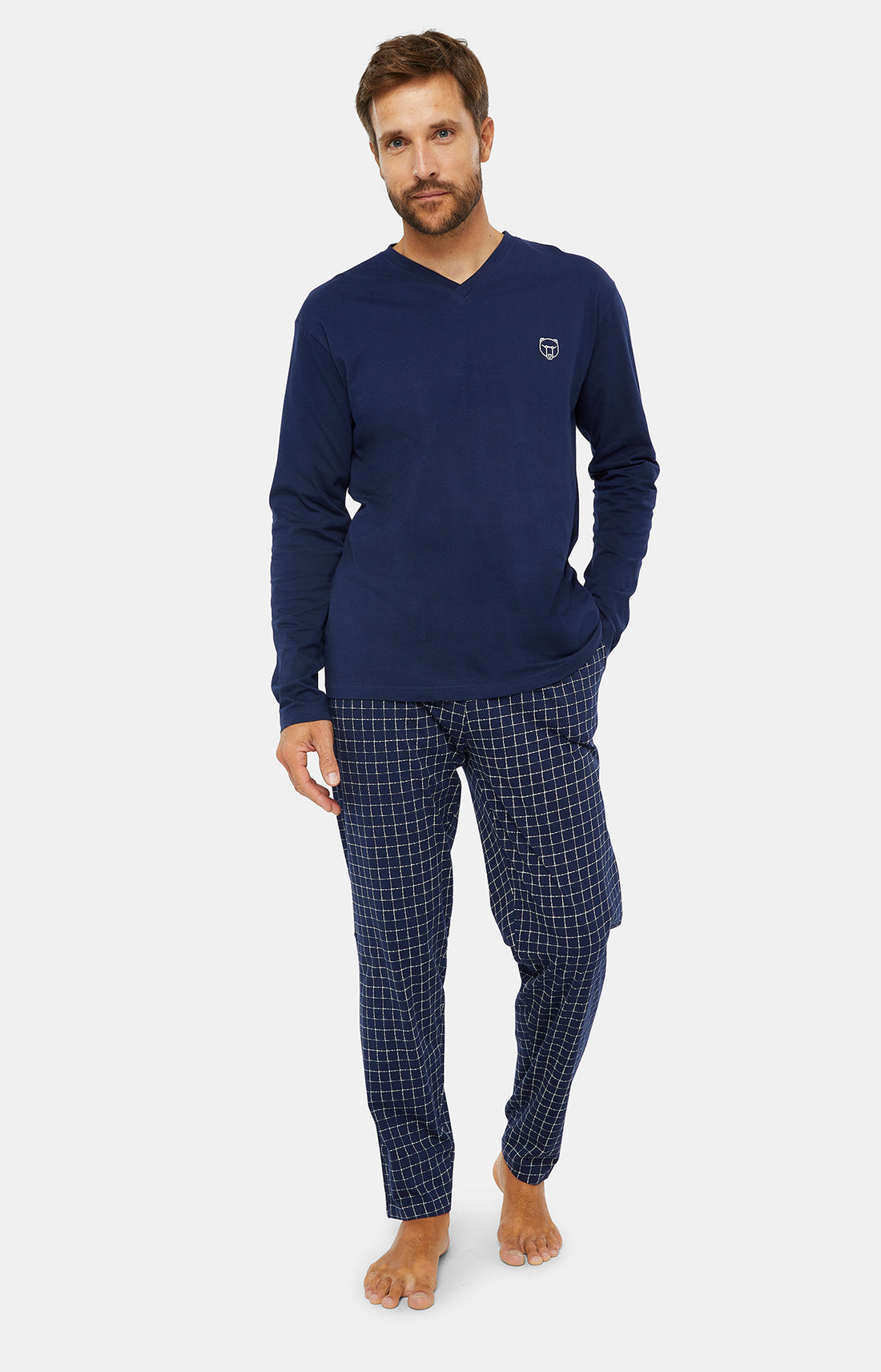 Pyjama long Homme Classique Marine 1