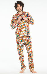 Pyjama Homme long Homme Pilou Teddy Blanc et Ivoire 5