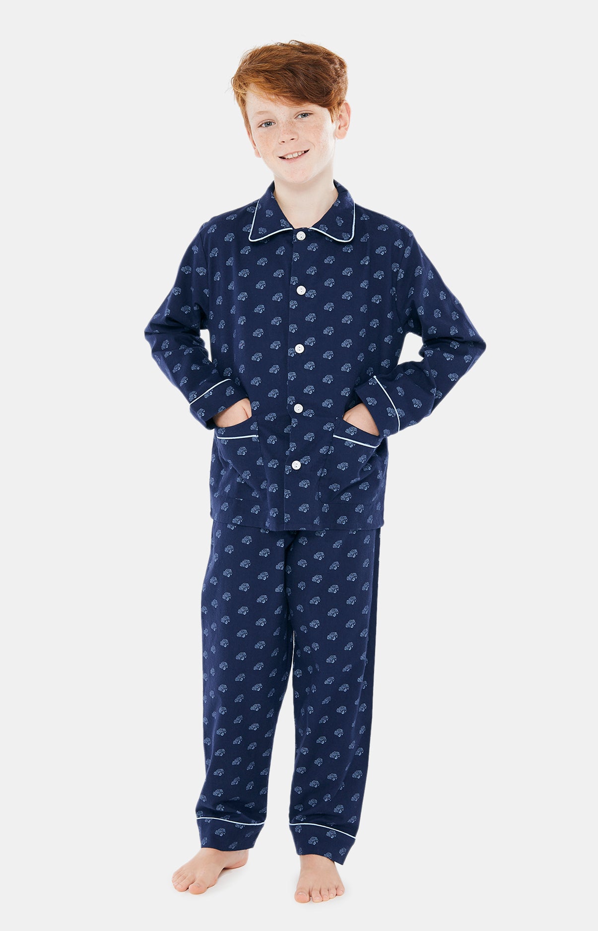 Pyjama long coton bio bords-côtes nounours inscription bleu - Natural Pyjama long coton bio bords-côtes nounours inscription bleu - Natural