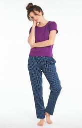 Pantalon Femme Pois Marine 4