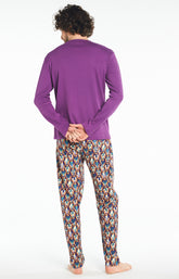 Pyjama long Homme Teddy Violet et Bordeaux 6